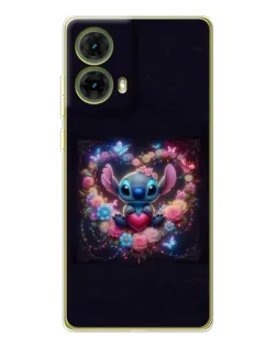Чехол для Motorola MOTO G85 с картинкой «Stitch в цветах»