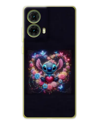 Чехол для Motorola MOTO G85 с картинкой «Stitch в цветах» Чехол для Motorola MOTO G85 с картинкой «Stitch в цветах»