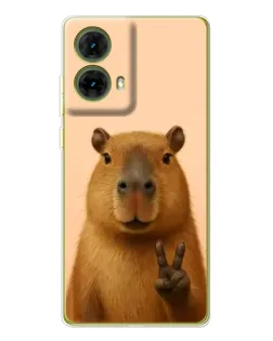 Чехол для Motorola MOTO G85 с картинкой «Капибара виктория»