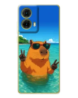 Чехол для Motorola MOTO G85 с картинкой «Морская капибара»