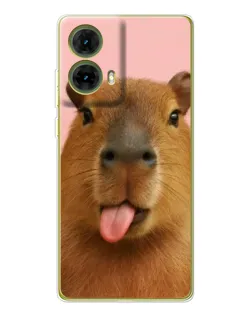 Чехол для Motorola MOTO G85 с картинкой «Капибара с языком»