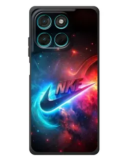 Чехол для Motorola MOTO G86 Power с картинкой «Огненный логотип Nike»