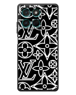 Чехол для Motorola MOTO G86 Power с картинкой «Черно-белый узор LV»
