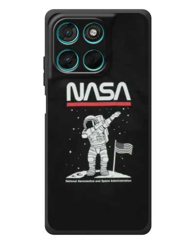 Чехол для Motorola MOTO G86 Power с картинкой «NASA — шагаем по Луне»
