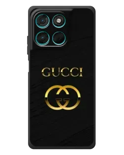 Чехол для Motorola MOTO G86 Power с картинкой «Золотой логотип Gucci»