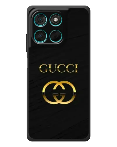 Чехол для Motorola MOTO G86 Power с картинкой «Золотой логотип Gucci»