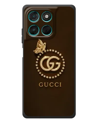 Чехол для Motorola MOTO G86 Power с картинкой «Gucci — золотая бабочка»