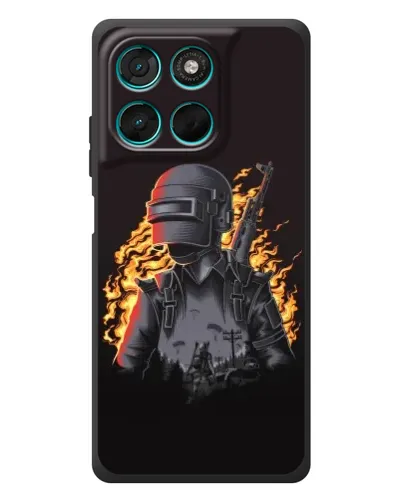 Чехол для Motorola MOTO G86 Power с картинкой «PUBG — огненный силуэт»