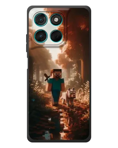 Чехол для Motorola MOTO G86 Power с картинкой «Стив в лесу»