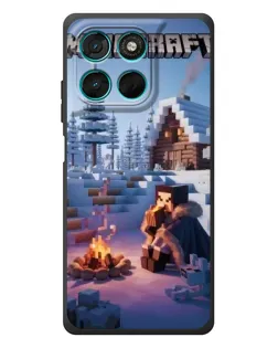 Чехол для Motorola MOTO G86 Power с картинкой «Зимний Minecraft»