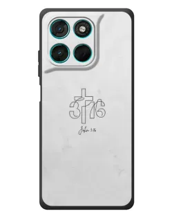 Чехол для Motorola MOTO G86 Power с картинкой «Иоанна 3:16 Крест»