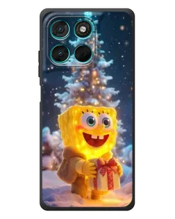 Чехол для Motorola MOTO G86 Power с картинкой «Рождественский Спанч Боб»