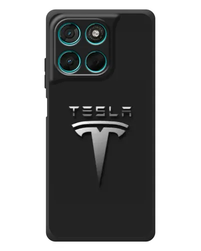 Чехол для Motorola MOTO G86 Power с картинкой «Стальной логотип Tesla»