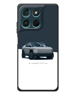 Чехол для Motorola MOTO G86 Power с картинкой «Серебристый Cybertruck Tesla»