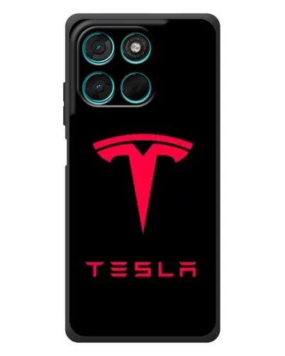 Чехол для Motorola MOTO G86 Power с картинкой «Tesla Red Logo»