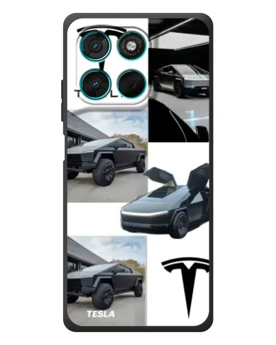 Чехол для Motorola MOTO G86 Power с картинкой «Коллаж Cybertruck Tesla»