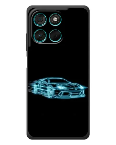 Чехол для Motorola MOTO G86 Power с картинкой «Неоновый контур Lamborghini»