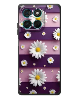 Чехол для Motorola MOTO G86 Power с картинкой «Ромашки на фиолетовом»