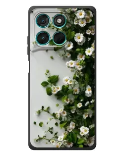 Чехол для Motorola MOTO G86 Power с картинкой «Ветка мелких белых цветов»