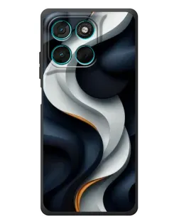 Чехол для Motorola MOTO G86 Power с картинкой «Объемные черно-белые ленты»
