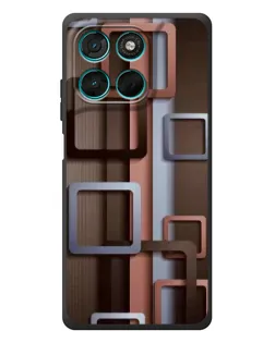 Чехол для Motorola MOTO G86 Power с картинкой «Коричневые объемные квадраты»