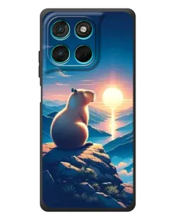 Чохол для Motorola MOTO G86 Power з картинкою «Захід сонця з капібарою»