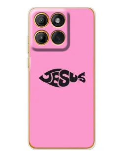 Чехол для Motorola MOTO G86 с картинкой «Розовый символ  Jesus»