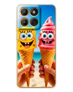 Чехол для Motorola MOTO G86 с картинкой «Спанч Боб мороженое»