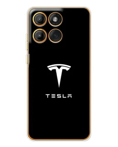 Чехол для Motorola MOTO G86 с картинкой «Tesla White Logo»