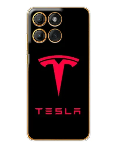 Чехол для Motorola MOTO G86 с картинкой «Tesla Red Logo»