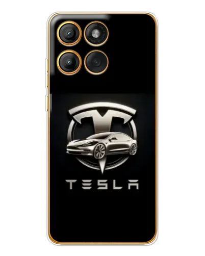 Чехол для Motorola MOTO G86 с картинкой «Tesla — серебристое авто»