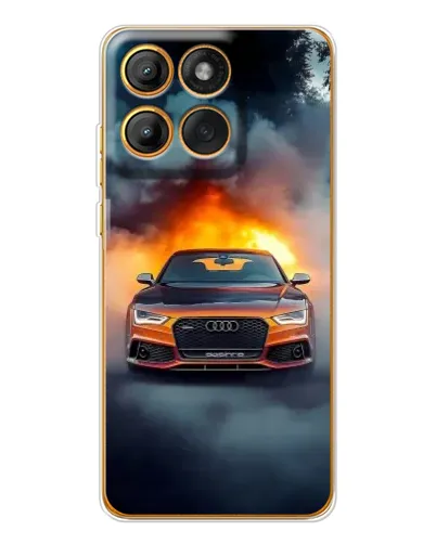 Чехол для Motorola MOTO G86 с картинкой «Audi в огненном дыму»