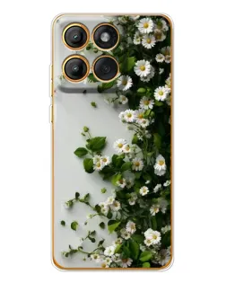 Чехол для Motorola MOTO G86 с картинкой «Ветка мелких белых цветов»