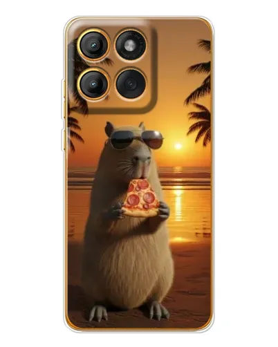 Чехол для Motorola MOTO G86 с картинкой «Капибара с пиццей»