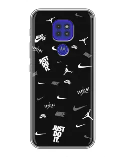 Чехол для Motorola MOTO G9 Play с картинкой «Nike Black Pattern»