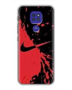 Чехол для Motorola MOTO G9 Play с картинкой «Красные брызги Nike»