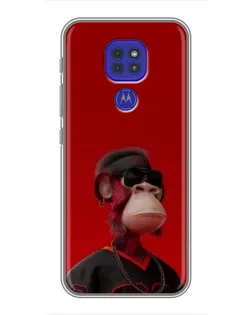 Чехол для Motorola MOTO G9 Play с картинкой «Bored Ape в красном»