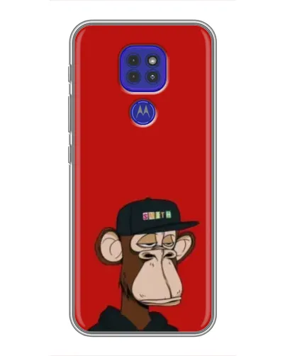 Чехол для Motorola MOTO G9 Play с картинкой «Bored Ape — красный фон»