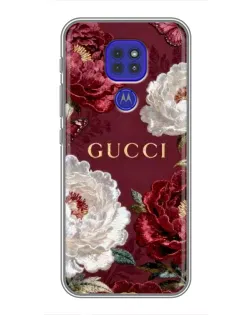 Чехол для Motorola MOTO G9 Play с картинкой «Gucci — бордовые розы»