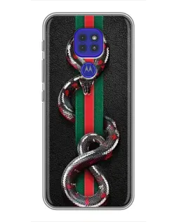 Чехол для Motorola MOTO G9 Play с картинкой «Gucci — змея на полосе»