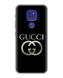Чехол для Motorola MOTO G9 Play с картинкой «Gucci — золото на черном»