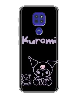 Чехол для Motorola MOTO G9 Play с картинкой «Kuromi — черный минимализм»