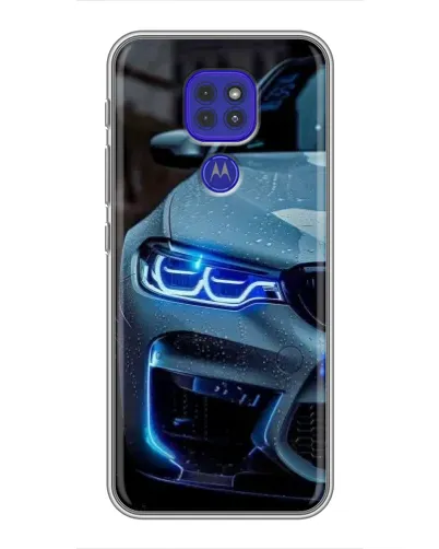 Чехол для Motorola MOTO G9 Play с картинкой «Взгляд BMW с синими фарами» Чехол для Motorola MOTO G9 Play с картинкой «Взгляд BMW с синими фарами»