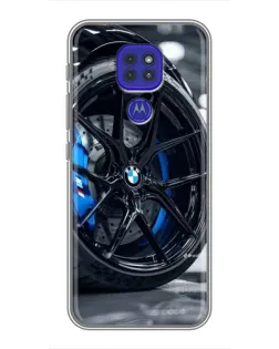 Чехол для Motorola MOTO G9 Play с картинкой «Колесо BMW вблизи»