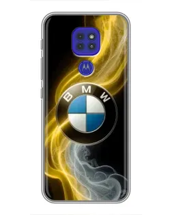 Чехол для Motorola MOTO G9 Play с картинкой «Золотистый дым BMW»
