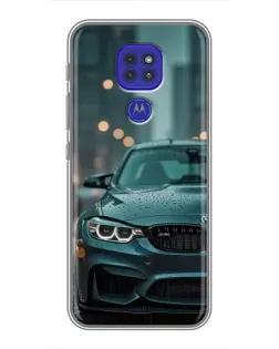Чехол для Motorola MOTO G9 Play с картинкой «BMW в огнях города»