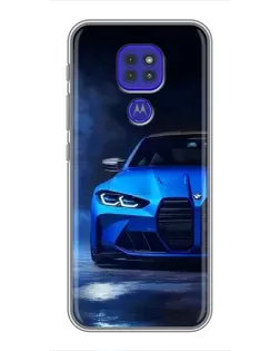 Чехол для Motorola MOTO G9 Play с картинкой «Голубая BMW M4»
