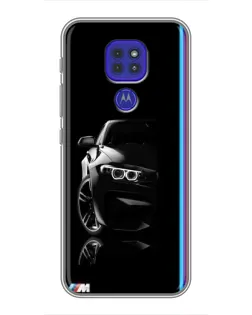 Чехол для Motorola MOTO G9 Play с картинкой «Силуэт BMW в темноте»