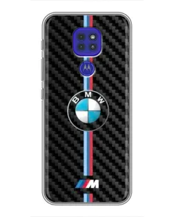 Чехол для Motorola MOTO G9 Play с картинкой «Эмблема BMW и карбон»