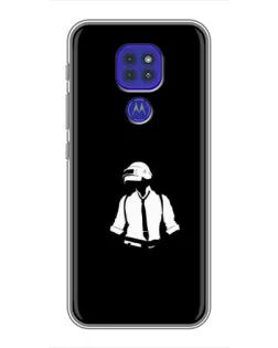 Чехол для Motorola MOTO G9 Play с картинкой «PUBG — белый шлем»